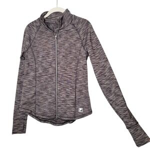 Fila jacket women's size S black white space dye full zip long sleeve sporty gym
